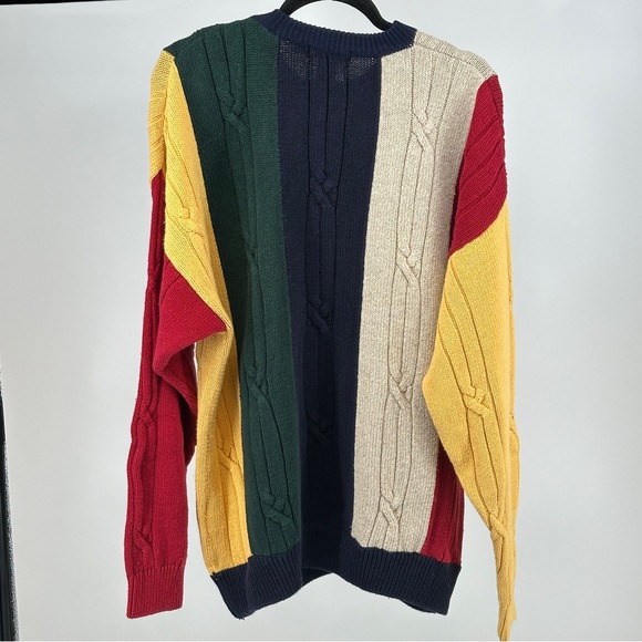 Nautica Vintage 90’s Men's XL Colorblock Cable Knit Crewneck Sweater Cotton - Picture 6 of 6